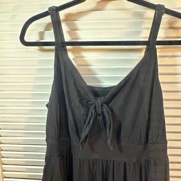 Torrid Super Soft Tie-Front Skater Dress – Black – Size 1 - Picture 2 of 7